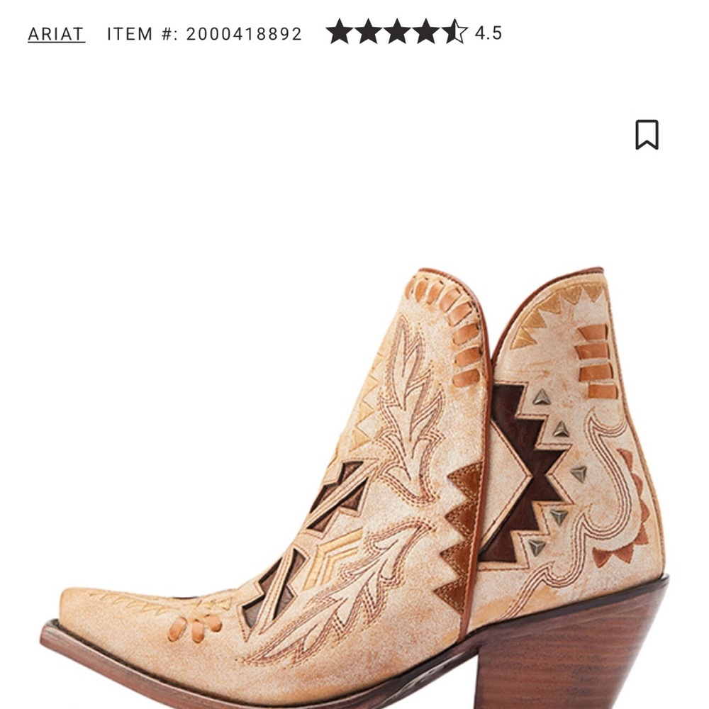 Ariat Women's Beige Western Ankle Booties - Picture 2 of 8